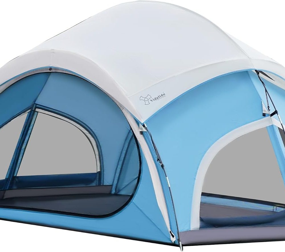 Vidalido 3-4 Person Camping Tent with 2 Large Mesh Door 4 Mesh Window Family Tents, Double Layer Waterproof Portable Easy Setup Camp Tent, Canvas Dome Tents for Camping Outdoor Hiking and Backpacking